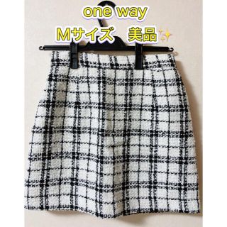 ワンウェイ(one*way)の【美品】one way チェック柄　ひざ丈　ミニスカート　Mサイズ(ミニスカート)