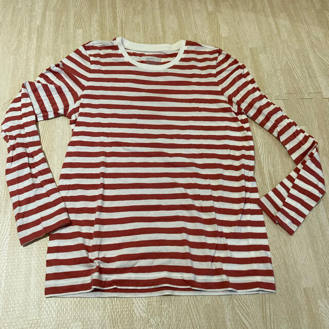 MUJI (無印良品)(ムジルシリョウヒン)の無印　長袖　ボーダー　RED Tシャツ レディースのトップス(Tシャツ(長袖/七分))の商品写真