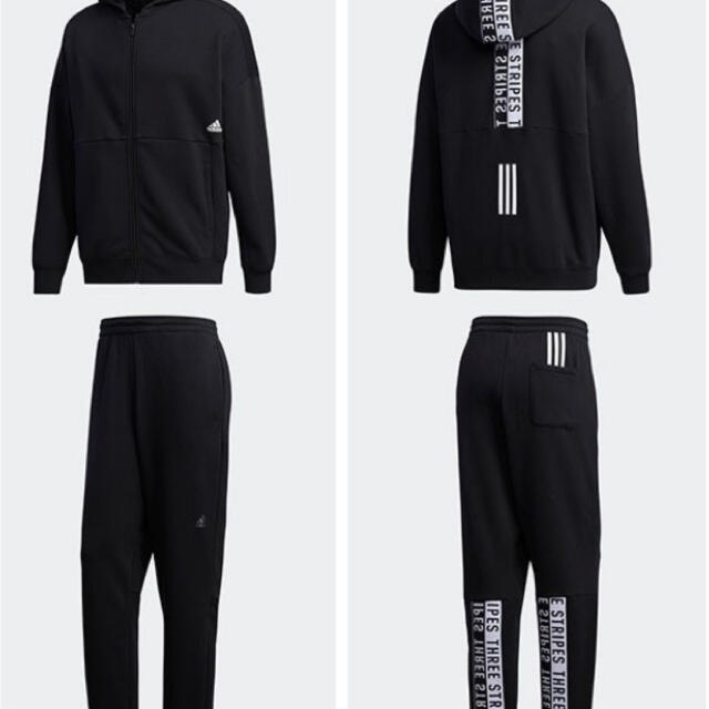 希少 adidas アディダス スウェット上下セット 黒 XL・LL・O 新品 adidas アディダス 裏起毛 スウェット上下セット 黒 XL・O