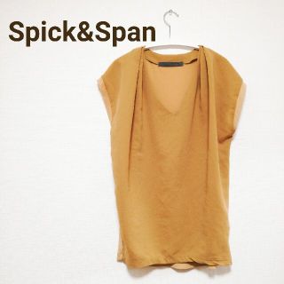 スピックアンドスパン(Spick & Span)のスピック&スパン ブラウス シャツ フレンチスリーブ Vネック 茶(シャツ/ブラウス(半袖/袖なし))