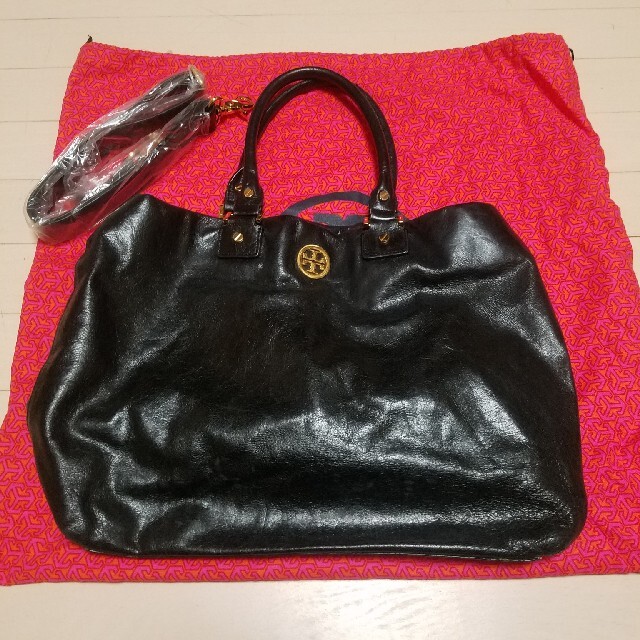 TORY BURCH トリーバーチ 2way ハンドショルダーバッグ黒金美品