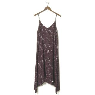 フィーニー(PHEENY)のPHEENY フィーニー 日本製 Rayon heart printed camisole dress レーヨンハートプリントキャミソールドレス PS17-OP01 フリー BURGUNDY ワンピース トップス【中古】【PHEENY】(その他)