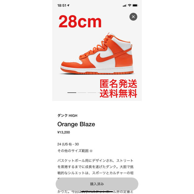 NIKE ナイキ　ダンク　DUNK HIGH "ORANGE BLAZE"