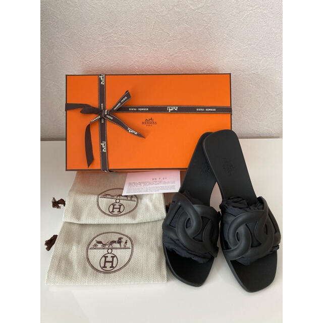 レディース【SOLD OUT】新品✨HERMES✨エルメス　アロハサンダル　ブラック黒37