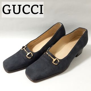 グッチ(Gucci)のグッチ スエードローファー　パンプス 37C 23.5cm レディース ネイビー(ローファー/革靴)