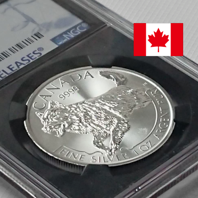 カナダ 銀貨 1オンス ウルフ 鑑定済み １枚