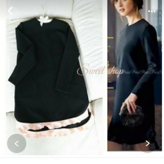 バーニーズニューヨーク(BARNEYS NEW YORK)のヨーコチャン　佐々木希着用　フリルワンピース　ドレス　YOKO CHAN　36(ひざ丈ワンピース)