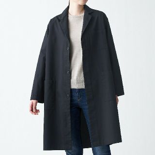 ムジルシリョウヒン(MUJI (無印良品))の●新品● 無印良品 インド綿デニムコート 男女兼用／XXS～XS／黒 (ステンカラーコート)