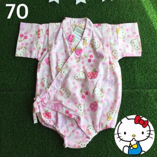 ハローキティ(ハローキティ)の☀️【 70 】 ハローキティ 甚平 ロンパース カバーオール 女の子 ピンク(ロンパース)