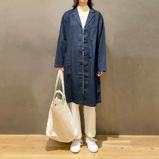 ムジルシリョウヒン(MUJI (無印良品))の《新品》 無印良品インド綿デニムコート男女兼用／Ｓ～Ｍ／インディゴブルー (ステンカラーコート)