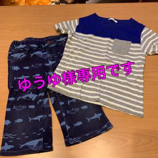 ジャンクストアー(JUNK STORE)のJUNKSTORE ジャンクストアー　Tシャツ　半ズボン　魚　クジラ　ボーダー(Tシャツ/カットソー)