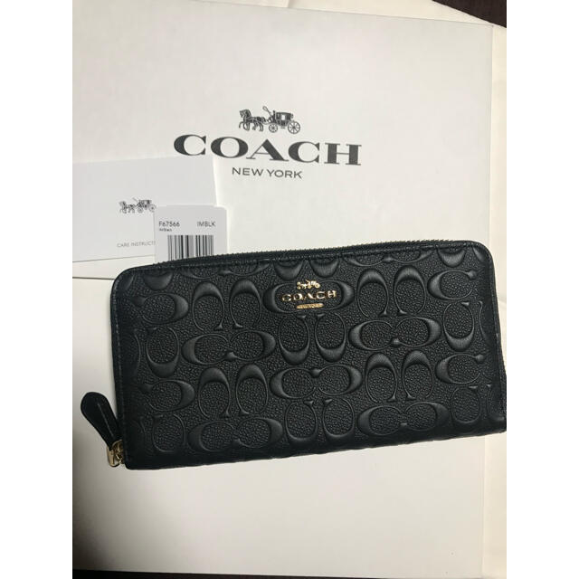 COACH 長財布 シグネチャーブラック F75365 エンボス加工