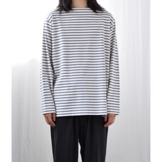 コモリ(COMOLI)の【21ss/新品】comoli ボーダー ボートネック サイズ 3(Tシャツ/カットソー(七分/長袖))