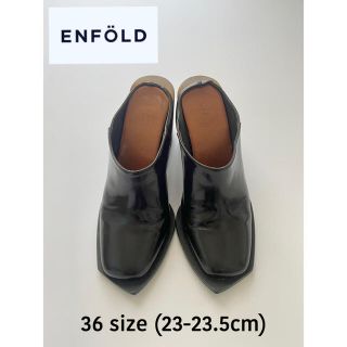 エンフォルド(ENFOLD)のENFOLD ミュール　ウッドソール ダークブラウン　36(23cm前後相当)(サンダル)