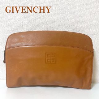 ジバンシィ(GIVENCHY)の希少　ジバンシー　GIVENCHY レザー　クラッチ　バッグ　茶　ヴィンテージ(セカンドバッグ/クラッチバッグ)