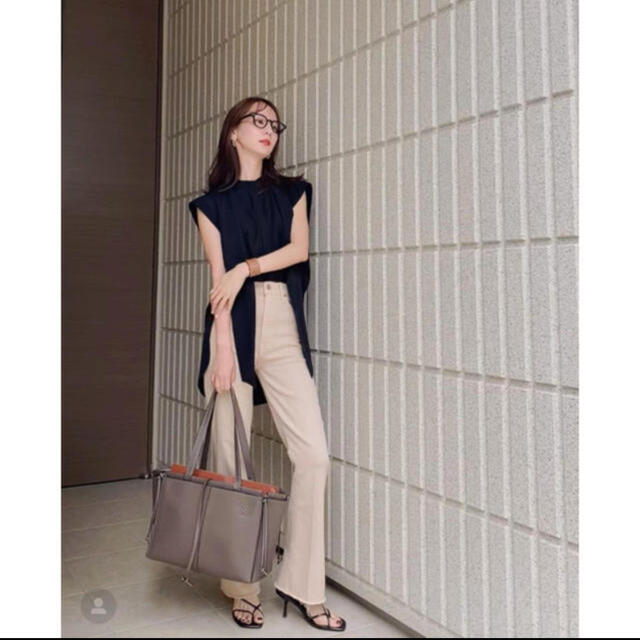 louren soft tie blouse black ノースリーブブラウス360cmバスト