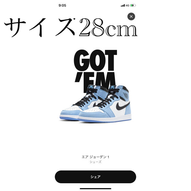 NIKE ジョーダン1 AIR JORDAN1 University Blueスニーカー