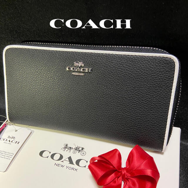 COACH(コーチ)のプレゼントにも❤️新品コーチ おしゃれホワイトエッジ ラウンドファスナー長財布 レディースのファッション小物(財布)の商品写真