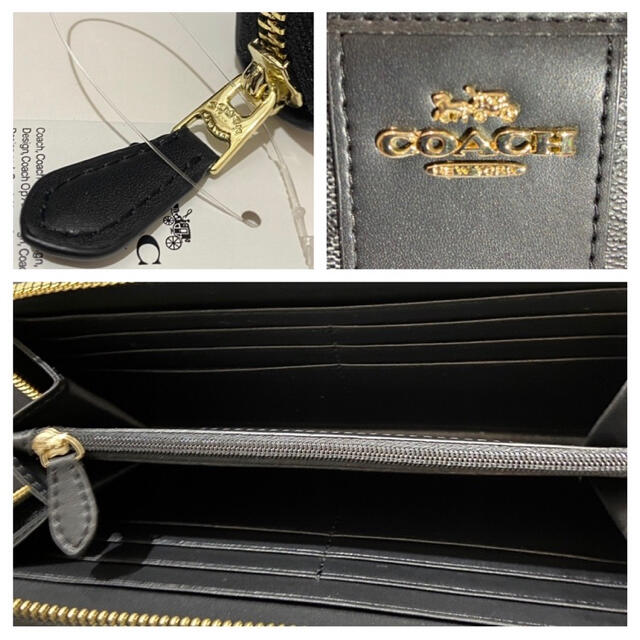 COACH(コーチ)のプレゼントにも❤️新品 コーチ 人気の黒シグネチャー ラウンドファスナー 長財布 レディースのファッション小物(財布)の商品写真