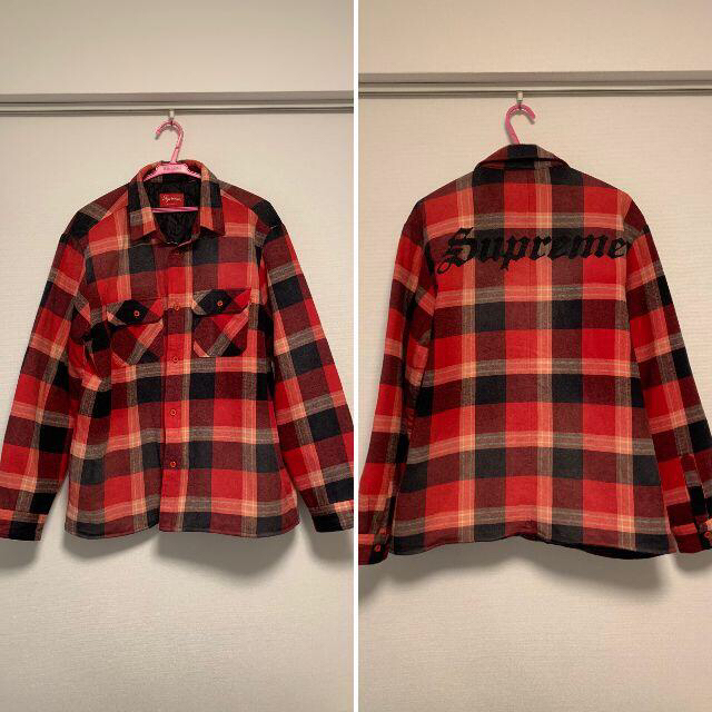 Mサイズ Supreme Quilted Flannel Shirt レッド - シャツ