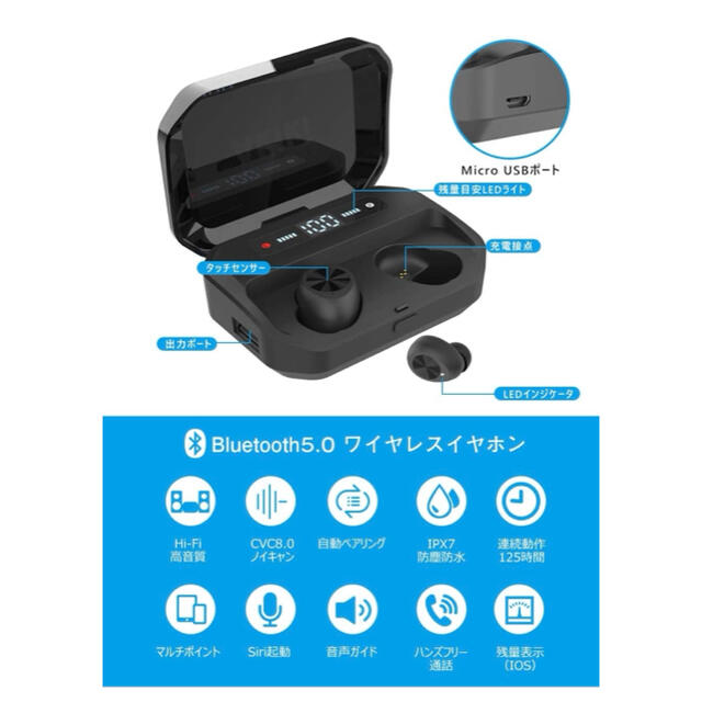 [新品]Bluetooth イヤホン　9800円→4200円 スマホ/家電/カメラのオーディオ機器(ヘッドフォン/イヤフォン)の商品写真