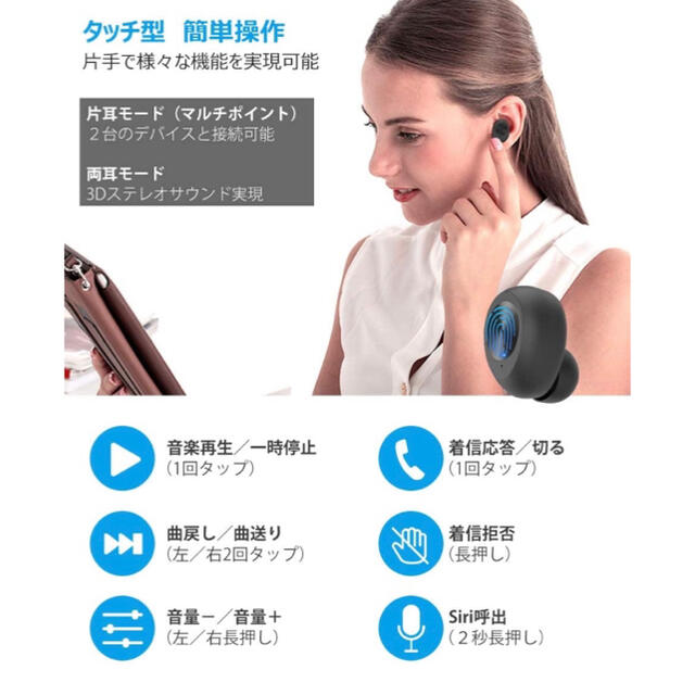 [新品]Bluetooth イヤホン　9800円→4200円 スマホ/家電/カメラのオーディオ機器(ヘッドフォン/イヤフォン)の商品写真