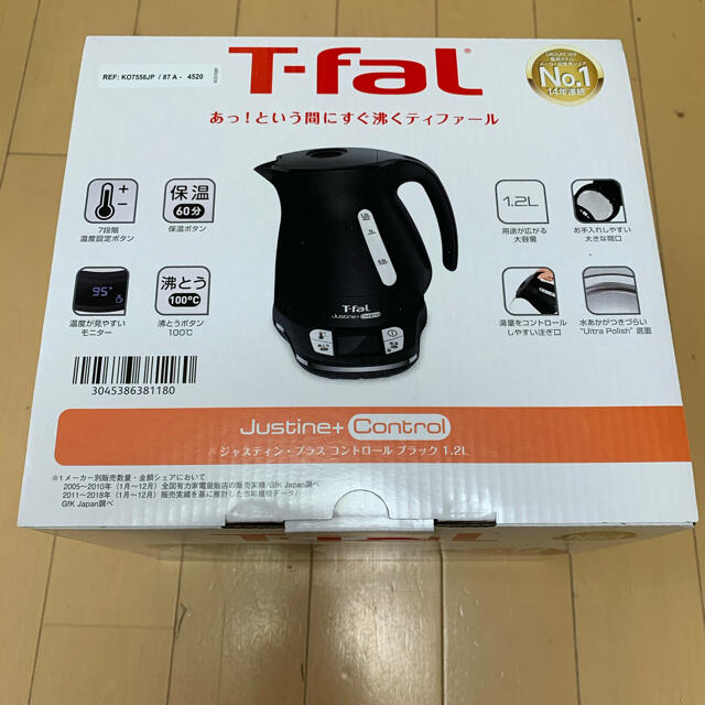 T-fal(ティファール)のティファール KO7558JP 電気ケトルジャスティンプラスコントロール1.2L スマホ/家電/カメラの生活家電(電気ケトル)の商品写真