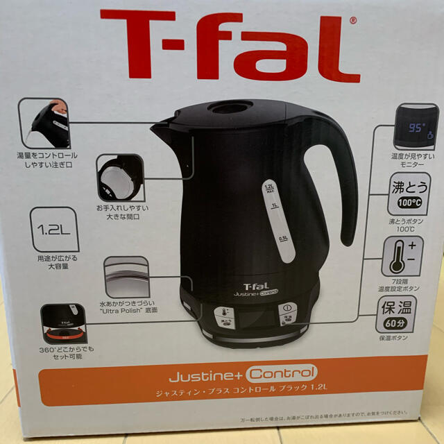 T-fal(ティファール)のティファール KO7558JP 電気ケトルジャスティンプラスコントロール1.2L スマホ/家電/カメラの生活家電(電気ケトル)の商品写真