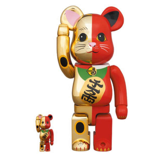 MEDICOM TOY(メディコムトイ)のBE@RBRICK 招き猫 金 × 赤 100% & 400% エンタメ/ホビーのフィギュア(その他)の商品写真