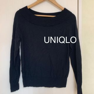 ユニクロ(UNIQLO)のUNIQLO エクストラファインメリノボートネック　セーター　黒(ニット/セーター)