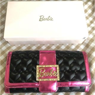 バービー(Barbie)の送料込　新品　バービー　Barbie 長財布　ハート　黒　ピンク　ストーン付(財布)