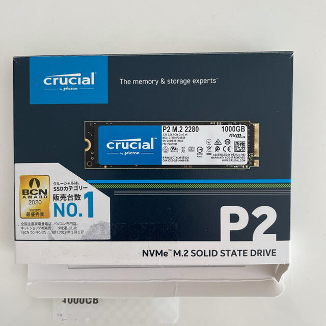 crucial ssd m2 1TB 中古 スマホ/家電/カメラのPC/タブレット(PCパーツ)の商品写真