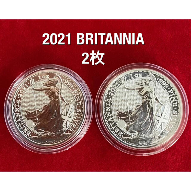 銀貨　ブリタニア銀貨　1オンス×2枚　純銀　2021年　silver999
