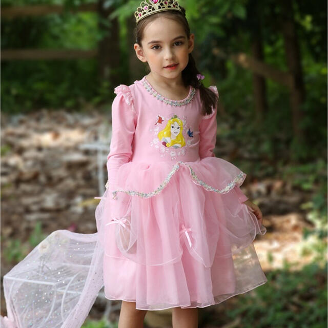 ピンクチュールプリンセスワンピース処分セール130サイズ キッズ/ベビー/マタニティのキッズ服女の子用(90cm~)(ワンピース)の商品写真