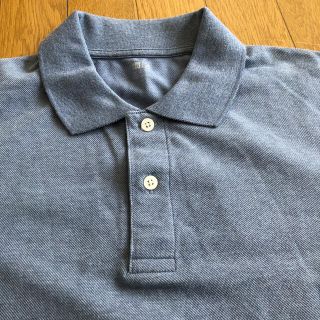 ユニクロ(UNIQLO)のユニクロ.メンズLサイズ.半袖鹿の子ポロシャツ.パフスリーブ.ブルーグレー(ポロシャツ)