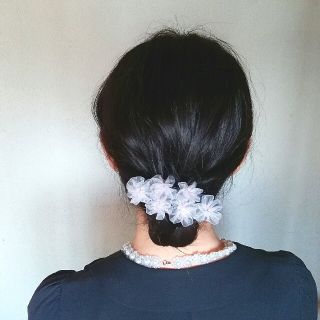 ラッピング無料☆ソメイヨシノ オーガンジー桜 バレッタ ヘアクリップ リボン(ヘアアクセサリー)