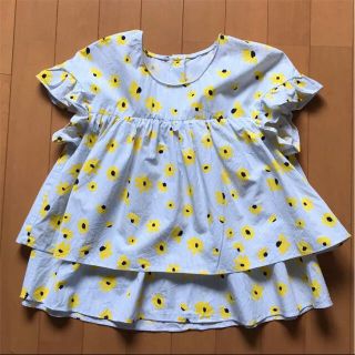 ザラ(ZARA)のZARA 花柄 フリルブラウス 半袖／タンクトップ フラワープリント レイヤード(シャツ/ブラウス(半袖/袖なし))