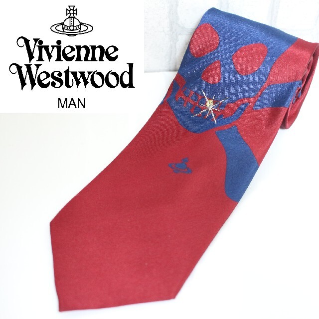 Vivienne Westwood(ヴィヴィアンウエストウッド)のヴィヴィアンウエストウッド　シルクネクタイ　イタリア製　ドクロ　ロゴ　ビビアン メンズのファッション小物(ネクタイ)の商品写真