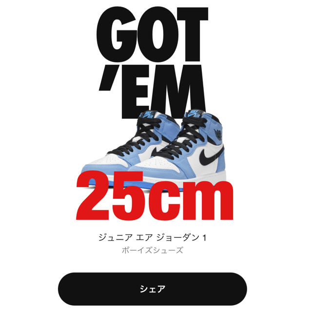 NIKE エアジョーダン1 ユニバーシティ ブルー 25cm