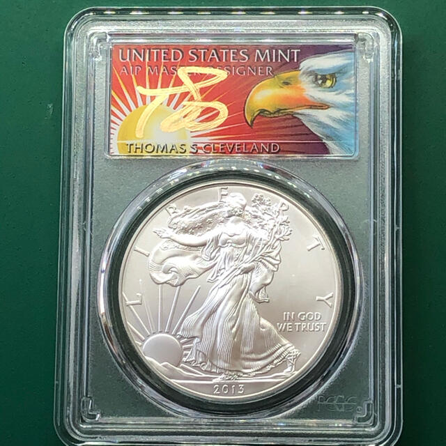 2013年-S イーグル銀貨 PCGS MS70 サイン入り No.764
