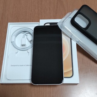 アイフォーン(iPhone)のiPhone 12 mini 128GB ホワイト　ガラスフィルム、ケース×2付(スマートフォン本体)