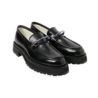 サンシー(SUNSEA)のNeon sign ネオンサイン　ローファー　ブラック　革靴(ドレス/ビジネス)