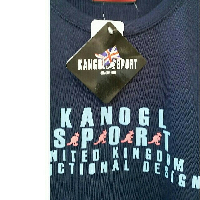 KANGOL(カンゴール)のKANGOL ロゴミス 七分袖Tシャツ　紺+青白ストライプ　Mサイズ レディースのトップス(Tシャツ(長袖/七分))の商品写真