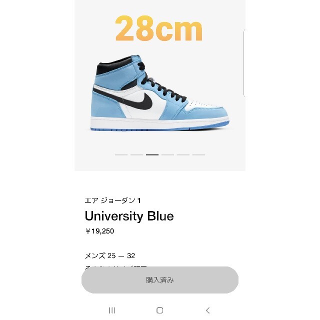 NIKE(ナイキ)のエアジョーダン1 University Blue 28cm メンズの靴/シューズ(スニーカー)の商品写真