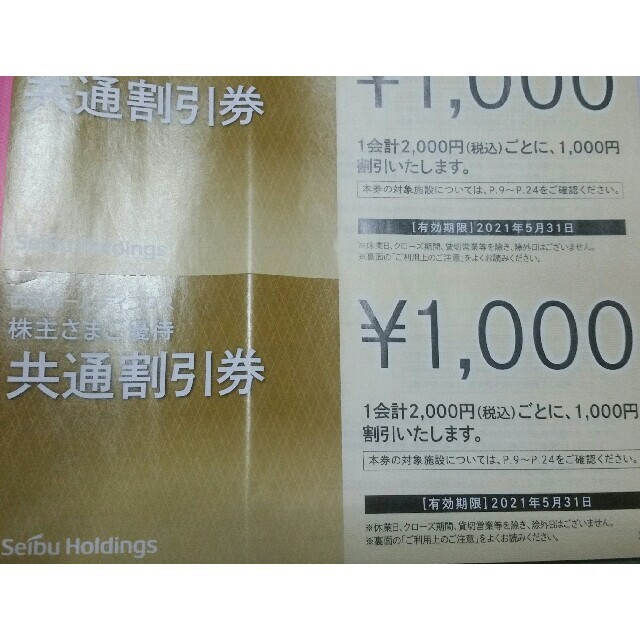 西武HD株主共通割引券10000円分