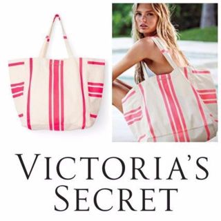 ヴィクトリアズシークレット(Victoria's Secret)のキャンバス素材♡VS限定ストライプトートバッグ(トートバッグ)