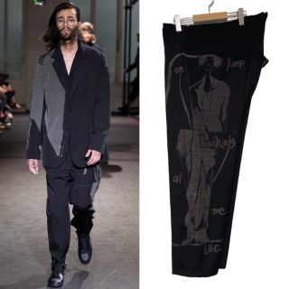 ヨウジヤマモト(Yohji Yamamoto)の超人気！ 17SS ヨウジヤマモト 抜染サスペンディッドパンツ 【1685】(スラックス)