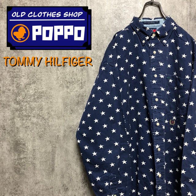 TOMMY HILFIGER(トミーヒルフィガー)のトミーヒルフィガー☆オールド刺繍ロゴ入り星柄総柄シャツ 90s メンズのトップス(シャツ)の商品写真