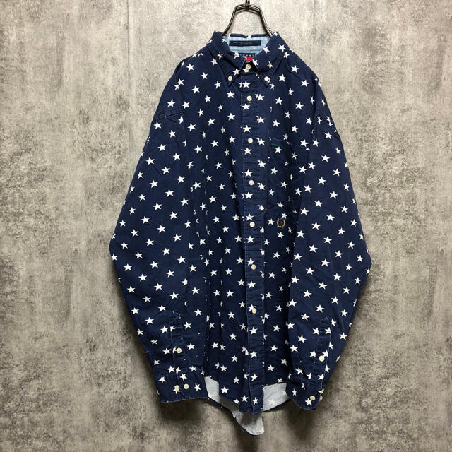 TOMMY HILFIGER(トミーヒルフィガー)のトミーヒルフィガー☆オールド刺繍ロゴ入り星柄総柄シャツ 90s メンズのトップス(シャツ)の商品写真