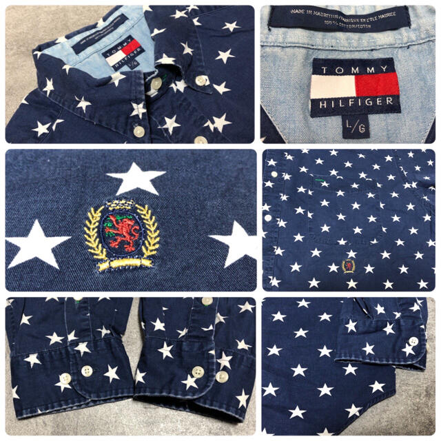 TOMMY HILFIGER(トミーヒルフィガー)のトミーヒルフィガー☆オールド刺繍ロゴ入り星柄総柄シャツ 90s メンズのトップス(シャツ)の商品写真